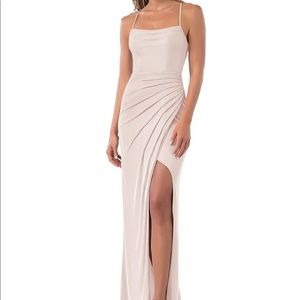 AZAZIE KALEA Mermaid Pleated Mesh Floor-Length Dress Vintage Rose
